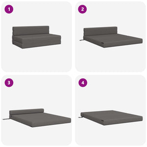Klappsofa Bett Hellgrau Stoff 203 cm