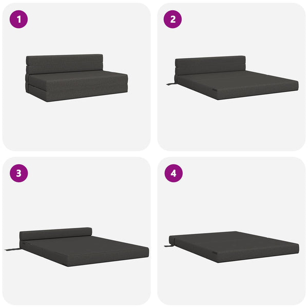 Klappsofa Bett Dunkelgrau Stoff 203 cm