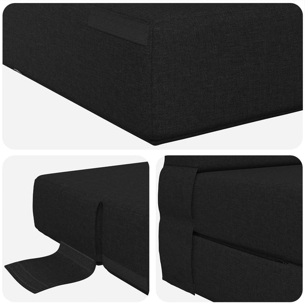 Schwarzes Klappsofa Bett Stoff 203x152 cm