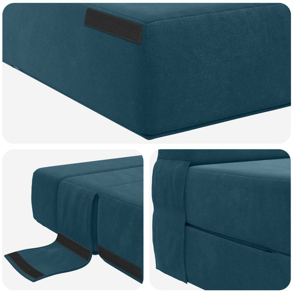 Blaues Klappsofa Bett Samt 203 cm