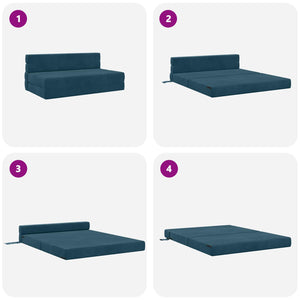 Blaues Klappsofa Bett Samt 203 cm
