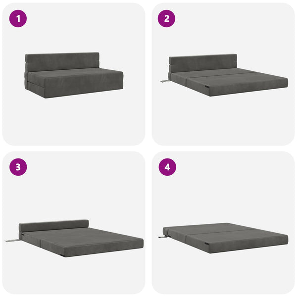 Klappsofa Bett Dunkelgrau Samt 203 cm