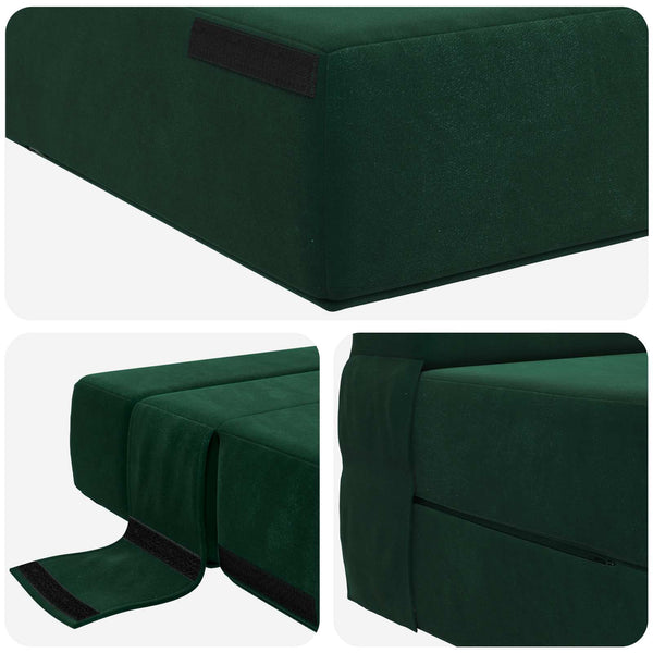 Klappsofa Bett Dunkelgrün Samt 203 cm