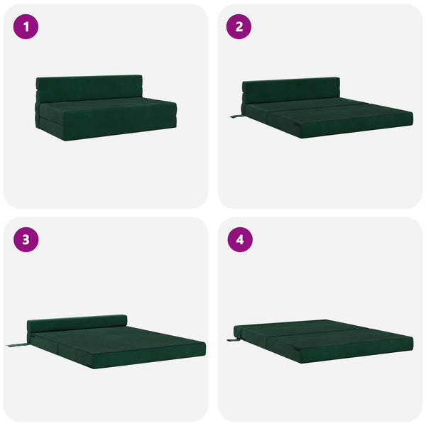 Klappsofa Bett Dunkelgrün Samt 203 cm