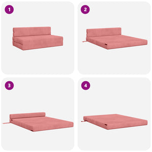 Rosa Samt Klappsofa Bett 203x152 cm