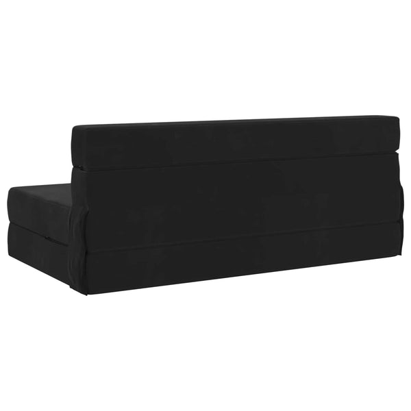 Schwarzes Klappsofa Bett Samt 203x152x15cm