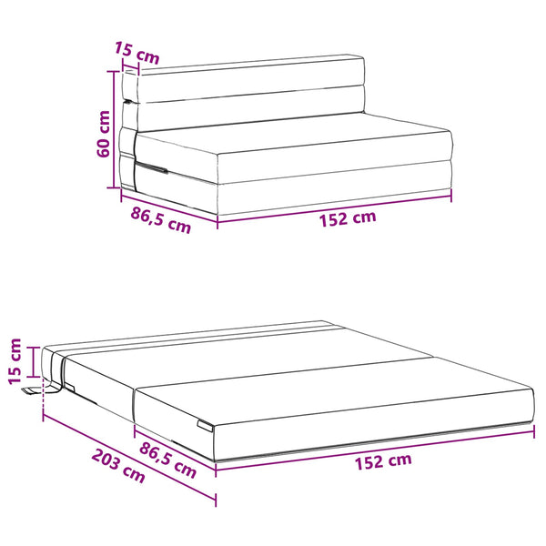 Schwarzes Klappsofa Bett Samt 203x152x15cm