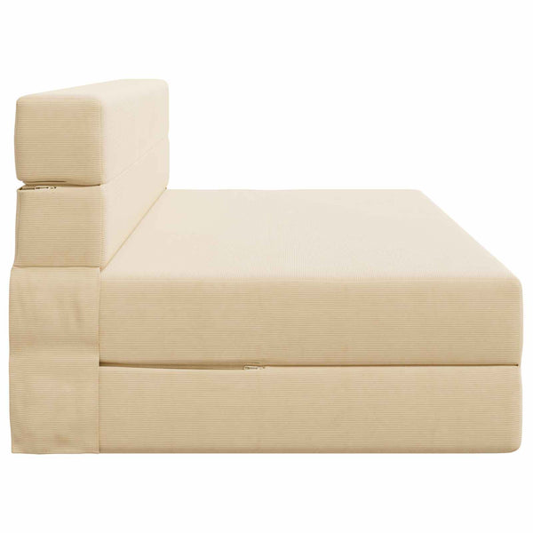 Klappsofa Bett Creme Cordstoff 203x152cm