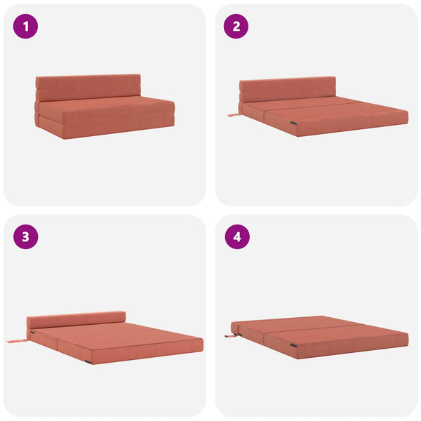 Klappsofa Bett Rot-Orange Cordstoff 203 cm