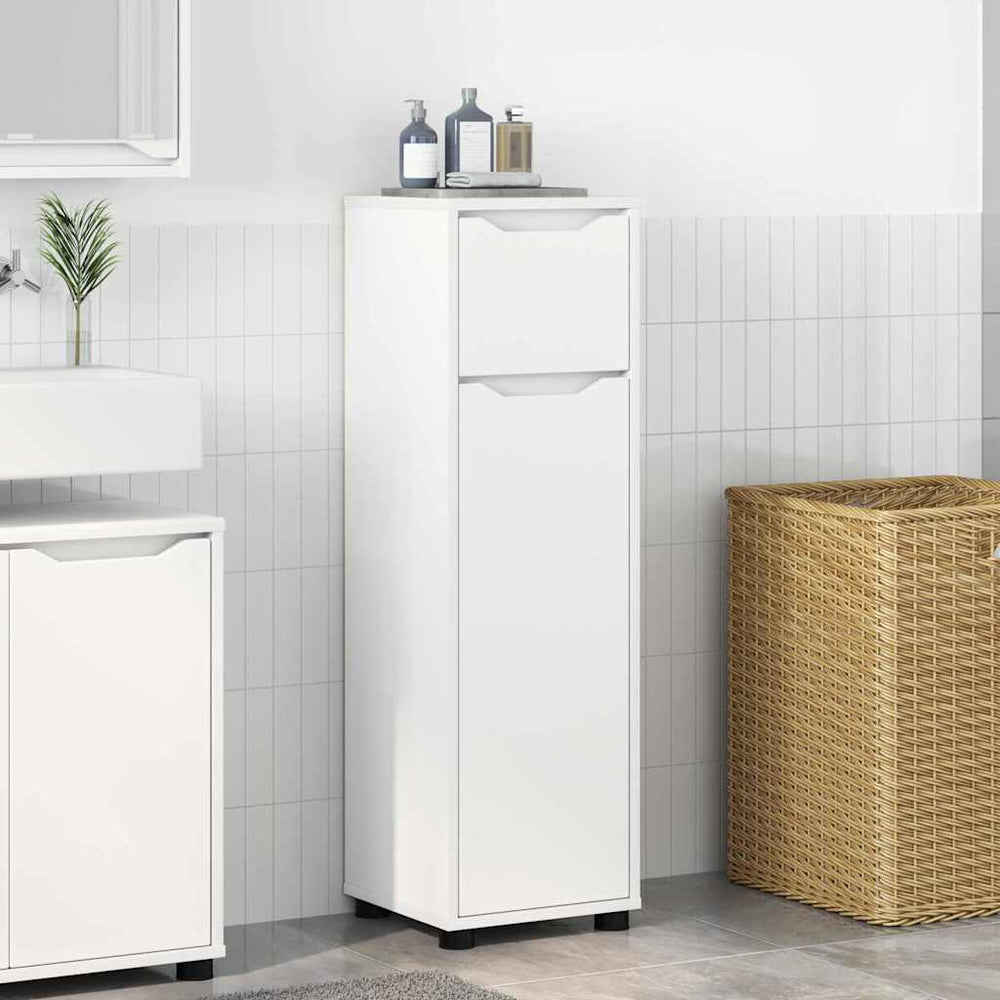 Weißer Badezimmerschrank mit Tür, 30,5x30x101 cm