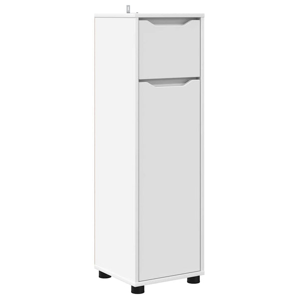 Weißer Badezimmerschrank mit Tür, 30,5x30x101 cm