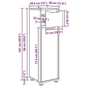 Badezimmerschrank Beton Grau 30,5x30x101cm