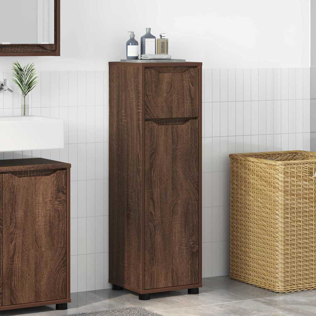 vidaXL Meuble de salle de bain avec porte aspect chêne marron 30,5 x 30 x 101 cm