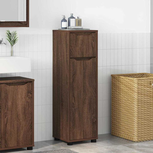 vidaXL Meuble de salle de bain avec porte aspect chêne marron 30,5 x 30 x 101 cm