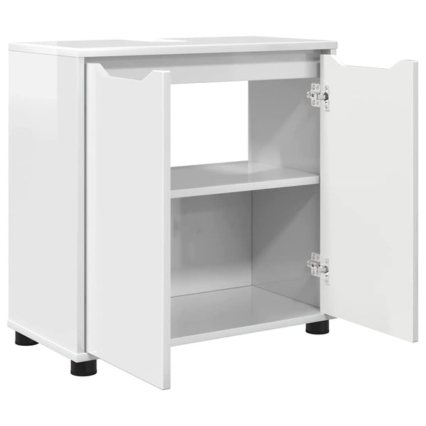 Hochglanz Waschbeckenunterschrank Weiß 60 cm