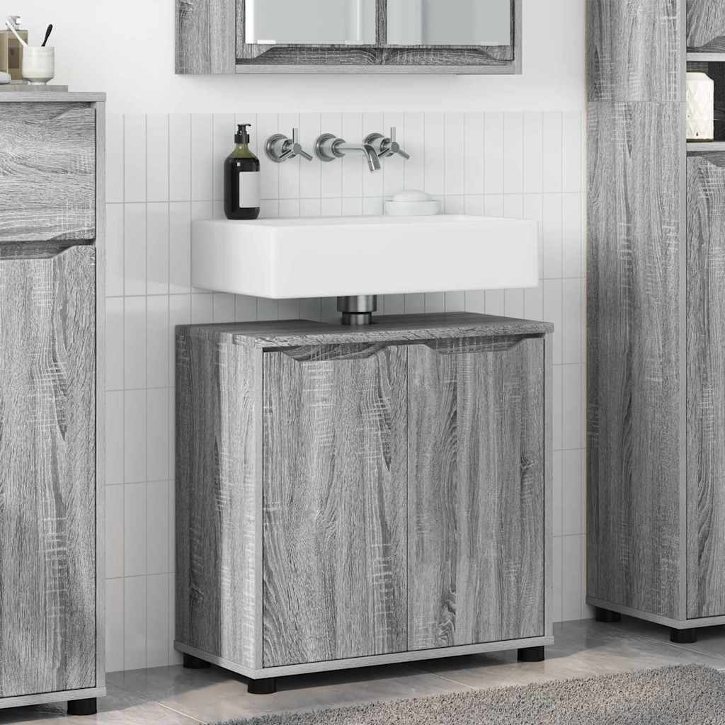 Grauer Waschbeckenunterschrank Sonoma 60 cm