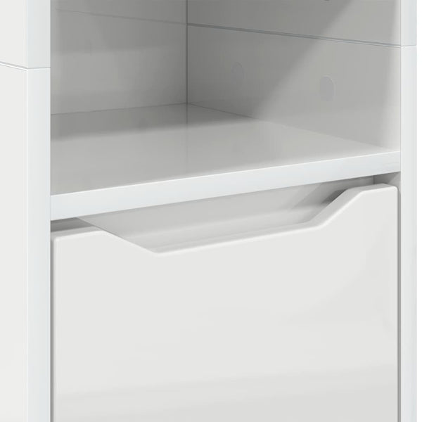 vidaXL Armoire de salle de bain avec étagère Blanc brillant 30,5 x 30 x 195 cm