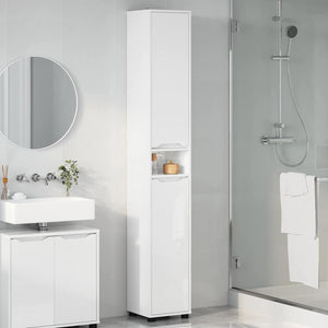 vidaXL Armoire de salle de bain avec étagère Blanc brillant 30,5 x 30 x 195 cm