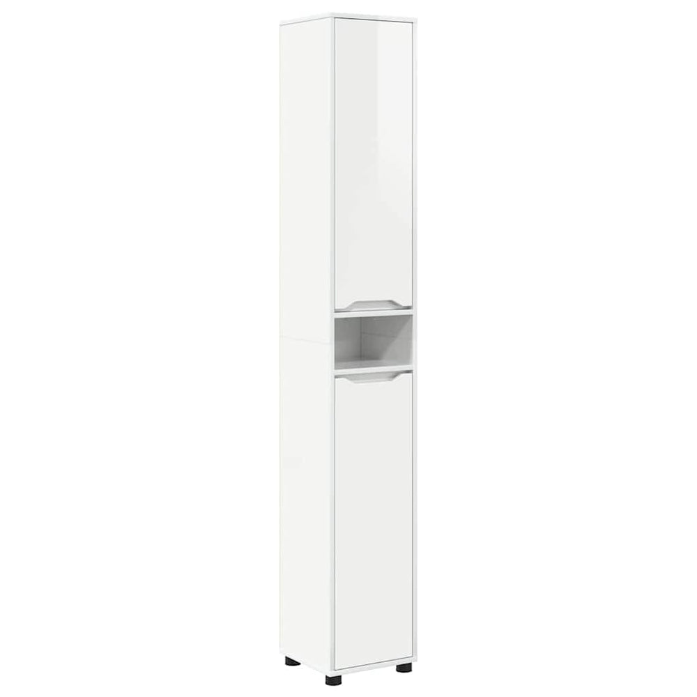 Hochglanz Badezimmerschrank Weiß 30,5x30x195cm