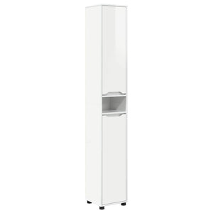 vidaXL Armoire de salle de bain avec étagère Blanc brillant 30,5 x 30 x 195 cm