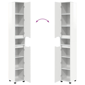 vidaXL Armoire de salle de bain avec étagère Blanc brillant 30,5 x 30 x 195 cm