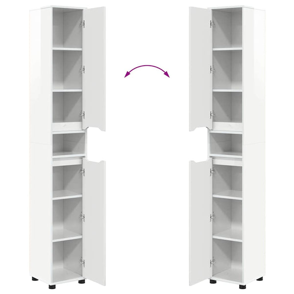 vidaXL Armoire de salle de bain avec étagère Blanc brillant 30,5 x 30 x 195 cm
