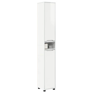 vidaXL Armoire de salle de bain avec étagère Blanc brillant 30,5 x 30 x 195 cm