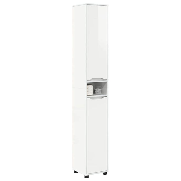 vidaXL Armoire de salle de bain avec étagère Blanc brillant 30,5 x 30 x 195 cm