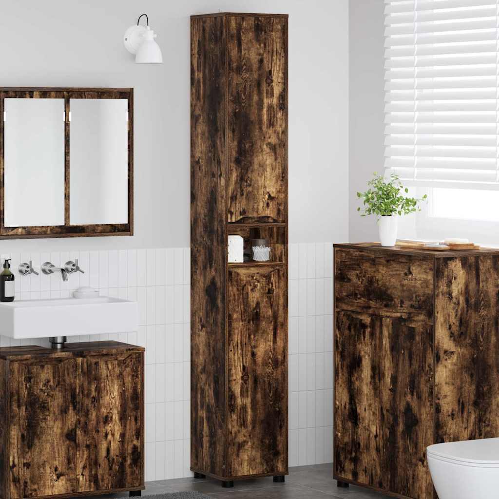 Badezimmerschrank Geräucherte Eiche 30,5x30x195 cm