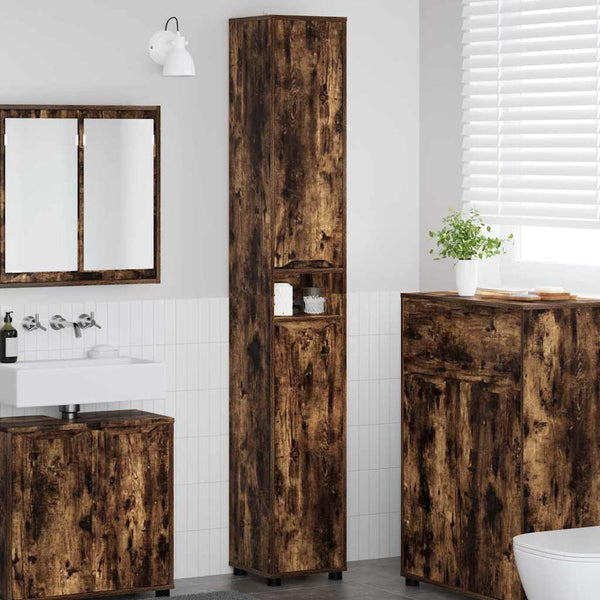 Badezimmerschrank Geräucherte Eiche 30,5x30x195 cm