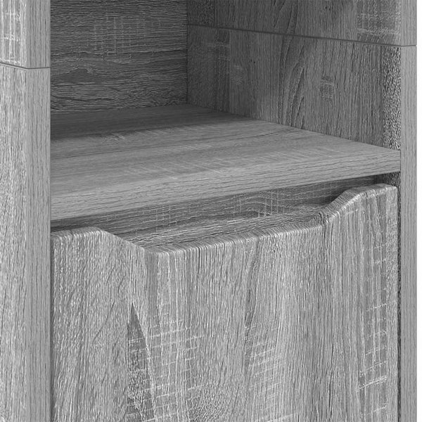 Badezimmerschrank mit Regal Grau 30,5x30x195 cm