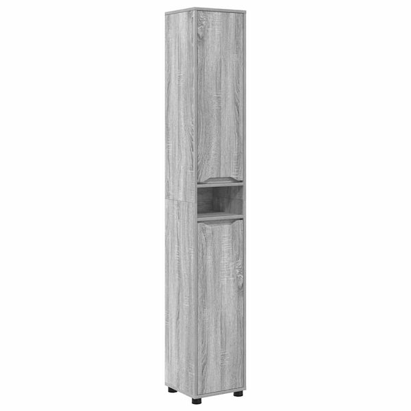 Badezimmerschrank mit Regal Grau 30,5x30x195 cm
