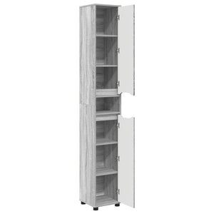 Badezimmerschrank mit Regal Grau 30,5x30x195 cm