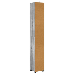 Badezimmerschrank mit Regal Grau 30,5x30x195 cm