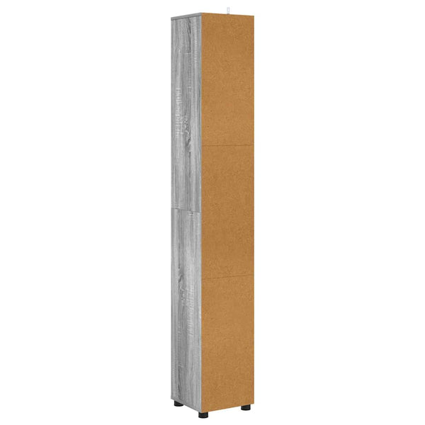 Badezimmerschrank mit Regal Grau 30,5x30x195 cm