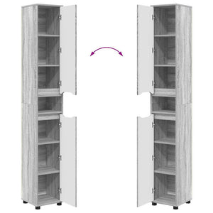 Badezimmerschrank mit Regal Grau 30,5x30x195 cm
