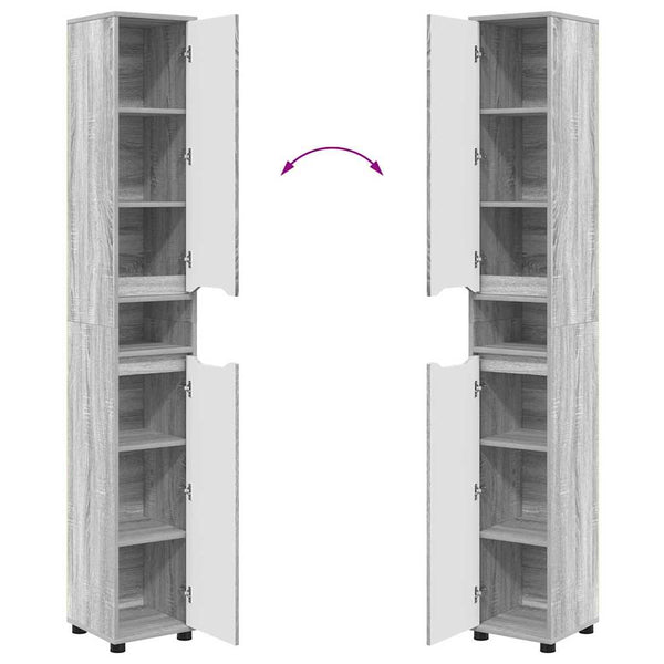 Badezimmerschrank mit Regal Grau 30,5x30x195 cm