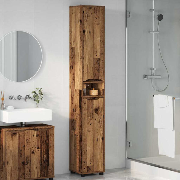 vidaXL Meuble de salle de bain bois de récupération 30,5 x 30 x 195 cm Bois d'ingénierie