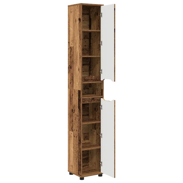 vidaXL Meuble de salle de bain bois de récupération 30,5 x 30 x 195 cm Bois d'ingénierie