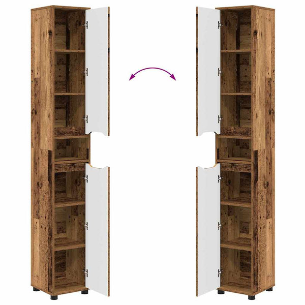 vidaXL Meuble de salle de bain bois de récupération 30,5 x 30 x 195 cm Bois d'ingénierie