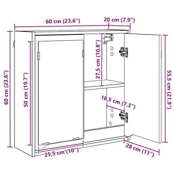 Weißer Badezimmerspiegelschrank 60cm