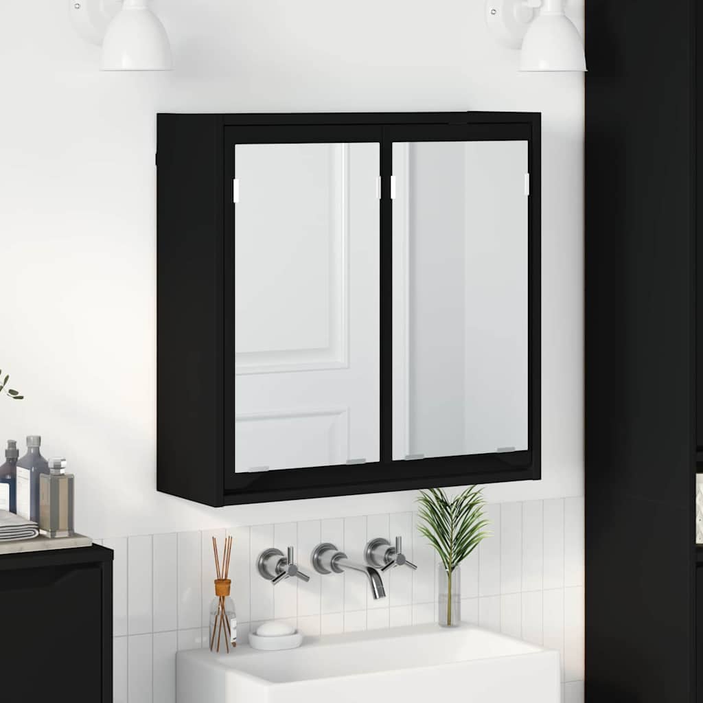 Schwarzer Badezimmerspiegelschrank 60 cm
