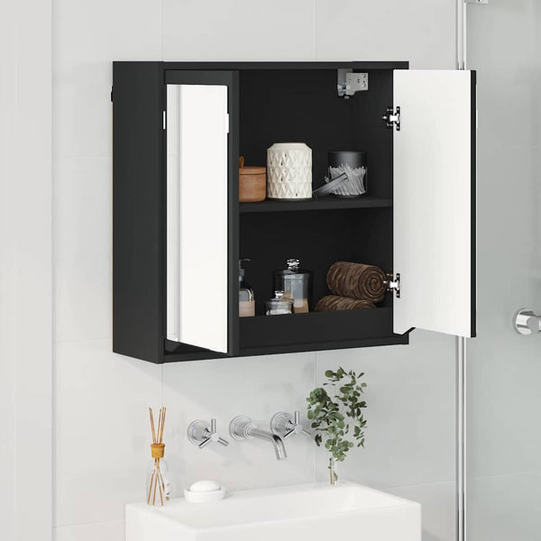 Schwarzer Badezimmerspiegelschrank 60 cm