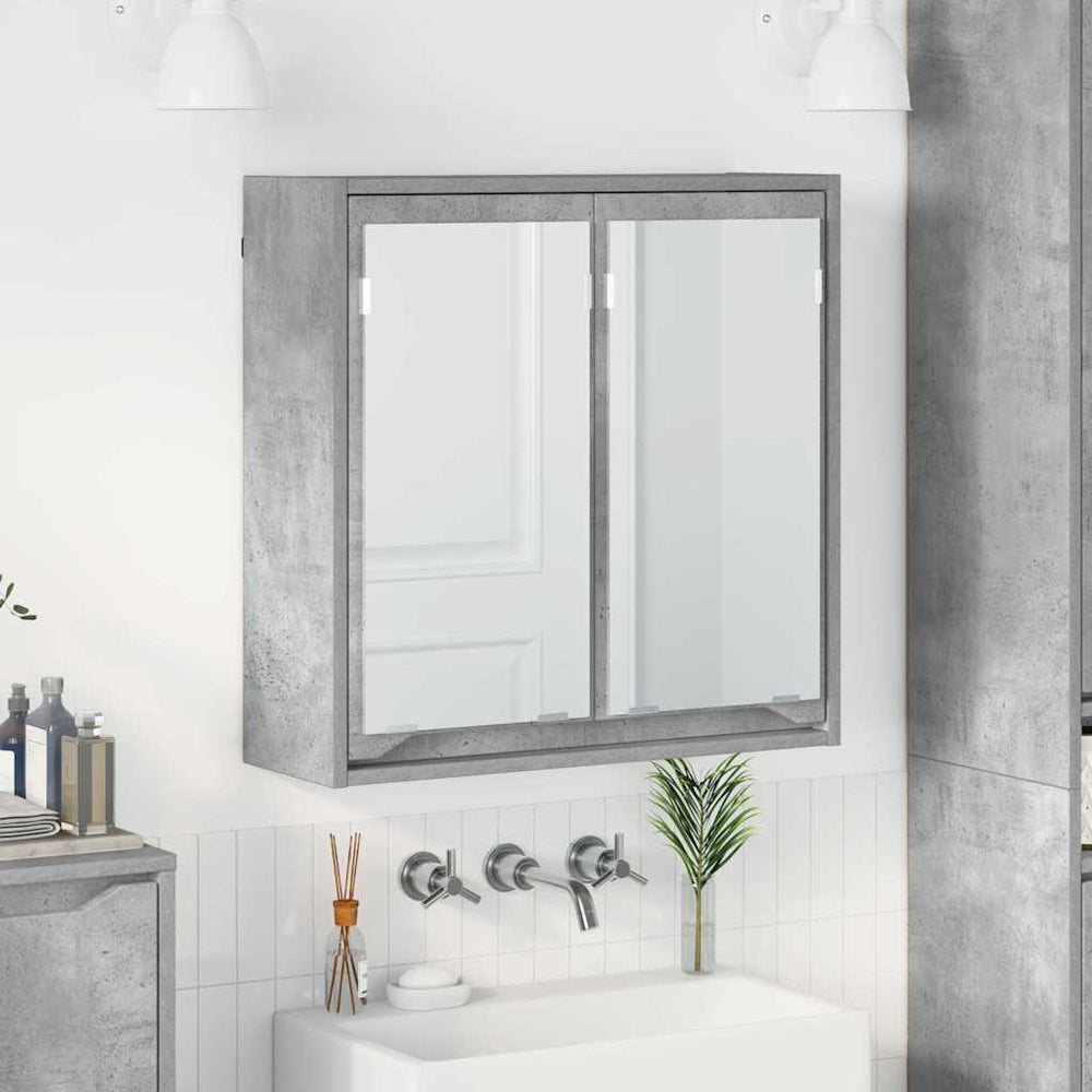 Badezimmerspiegelschrank Grau mit Regal 60 cm