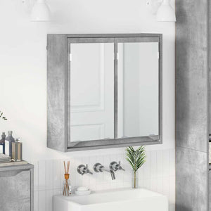 Badezimmerspiegelschrank Grau mit Regal 60 cm