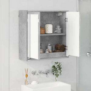 Badezimmerspiegelschrank Grau mit Regal 60 cm