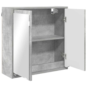 Badezimmerspiegelschrank Grau mit Regal 60 cm
