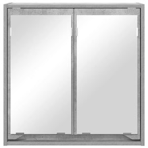 Badezimmerspiegelschrank Grau mit Regal 60 cm