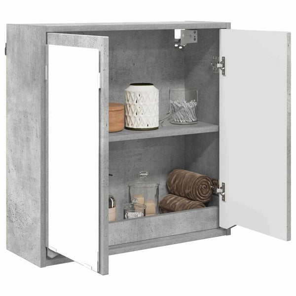 Badezimmerspiegelschrank Grau mit Regal 60 cm