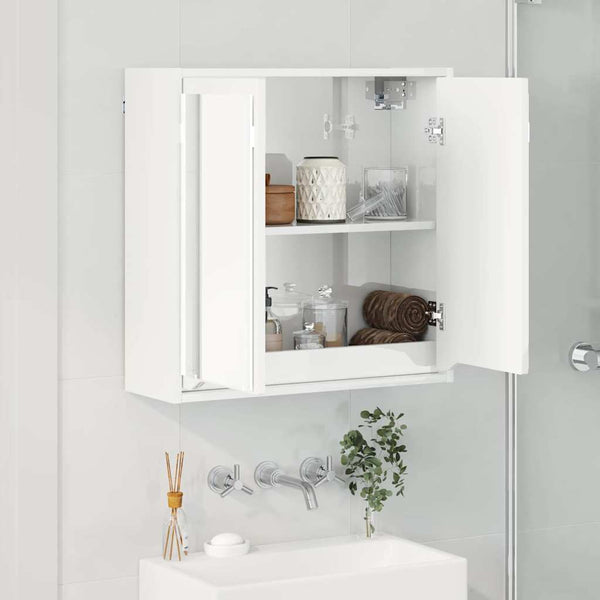 Badezimmerspiegelschrank Weiß Hochglanz 60x60 cm